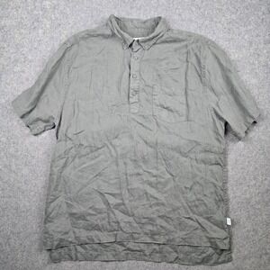 Onia Shirt Mens XL Olive Green 100% Linen Short Sleeve Beach Coastal Luxe